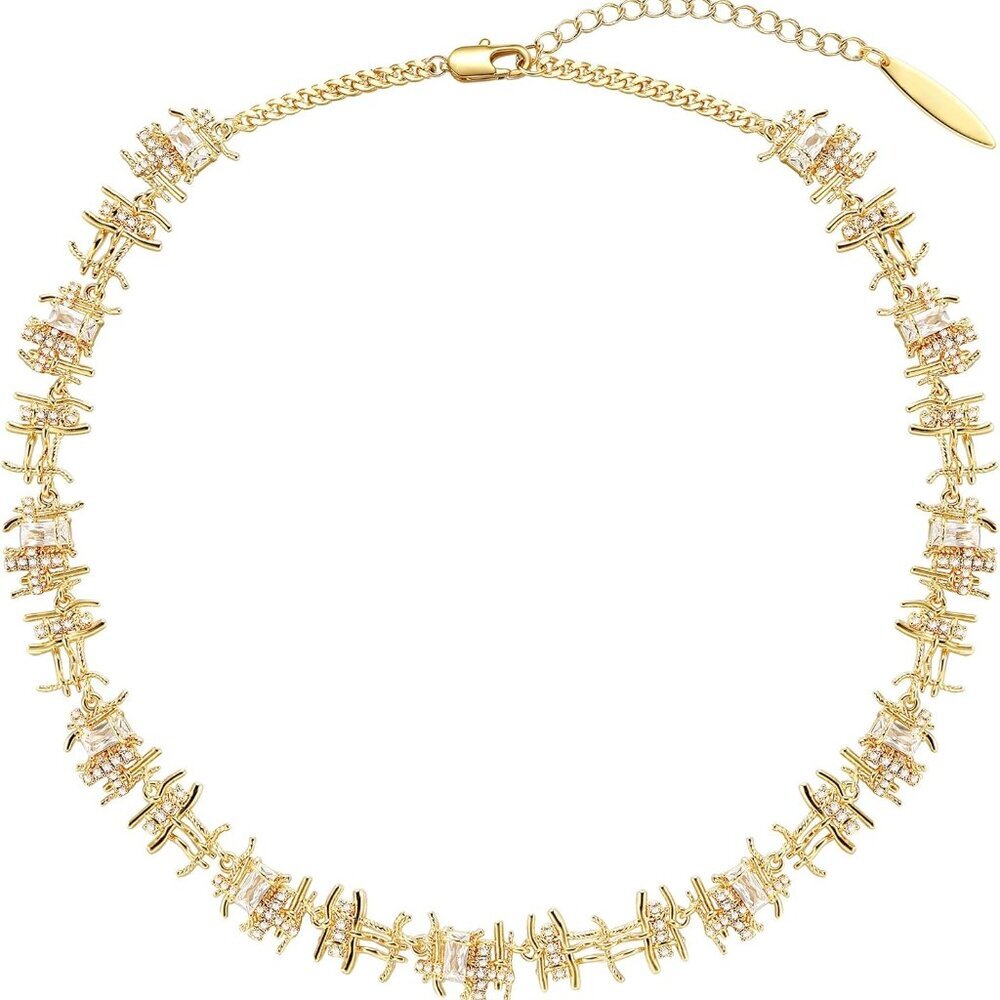 Luxury Braided Gold Choker With Cubic Zirconia Gift-Ready Jewelry For Women